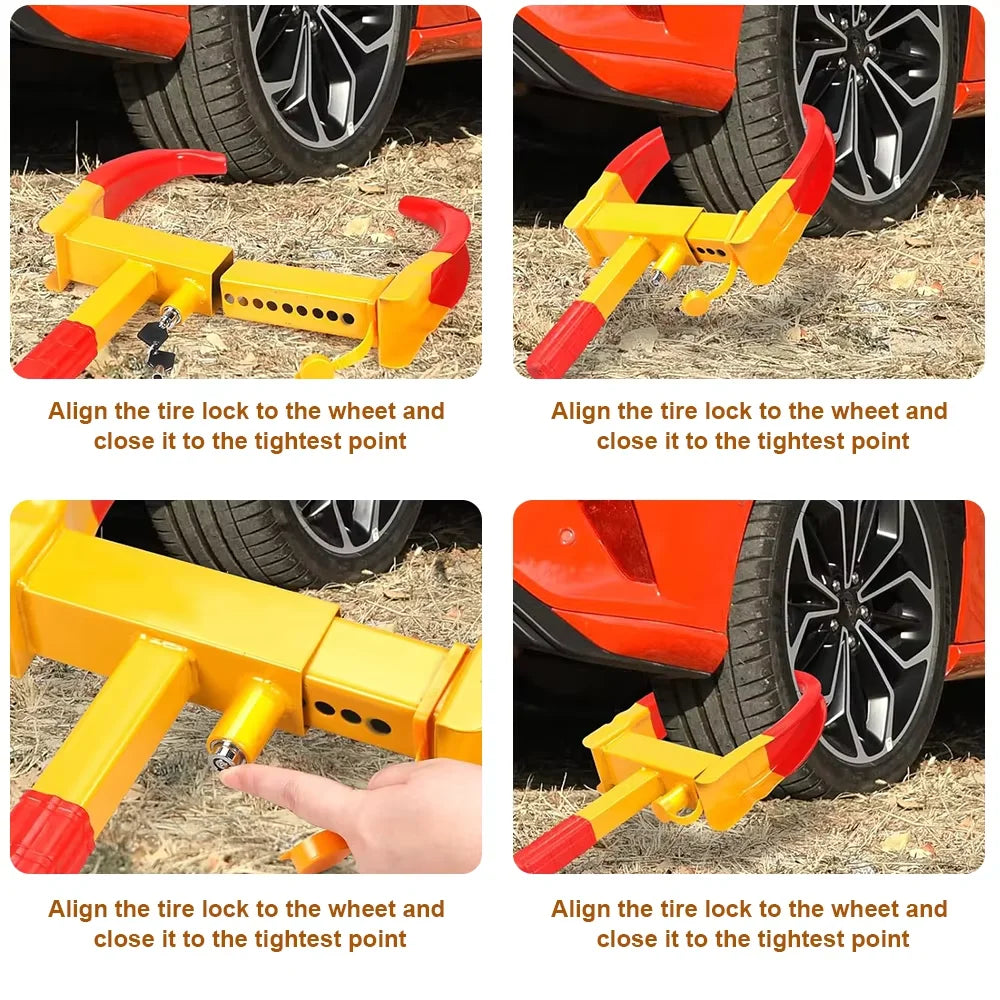 Car Wheel Clamp Lock Boot Tire Tyre Claw Anti-Theft Lock Portable Heavy Duty Tire Claw for Auto Trailer Truck ATV RV Motorcycle