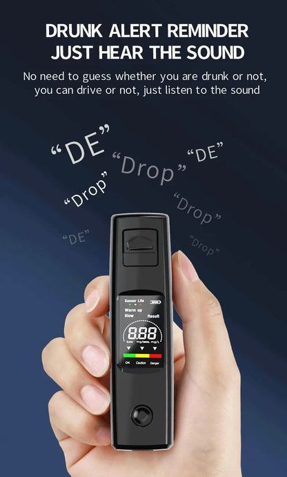 Portable Alcohol Tester Professional High Sensitivity Breathalyzer Alcohol Test Digital Breath Alcohol Tester Type-C Charging