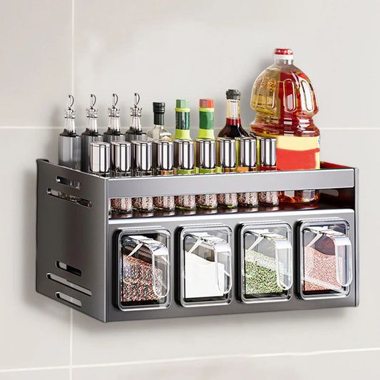 Condiment Holder, Kitchen Condiment Organizer - Condiment Organizer Shelf - Multifunctional Shelves for Condiment Storage