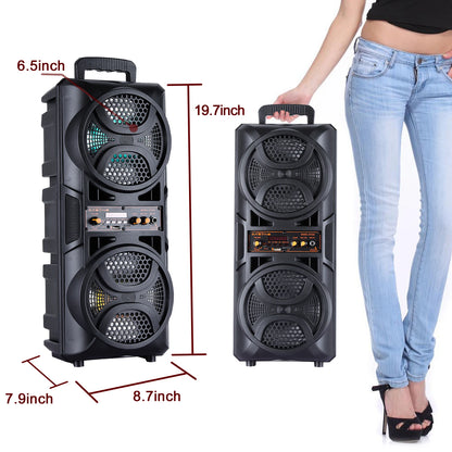 3000W Portable Bluetooth Speaker Sub woofer Heavy Bass Sound System For Party With Microphone, Remote, FM, TWS, AUX, USB, LED