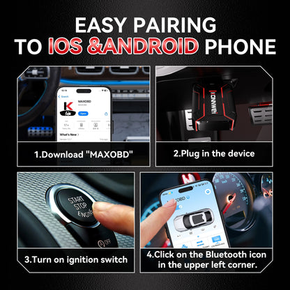 2026 MAXOBD KONNWEI Car OBDII Full System Fault Diagnostic Tool Deep Scan Bluetooth Connection Monitoring System OBD2 Scan Tool