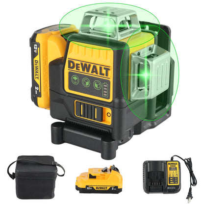 Dewalt DW089LG Self Levelling Multi Line 3 x 360 Degrees Green Beam Laser 12V MAX* with Battery 2.0Ah Li-Ion and Charger