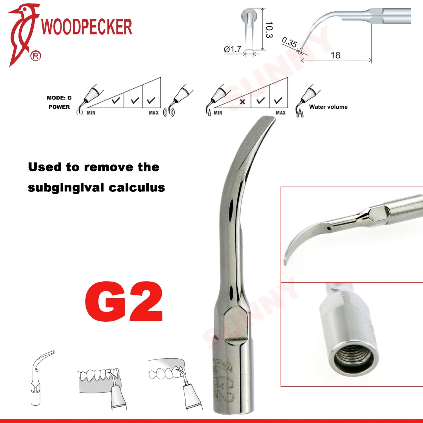 Woodpecker Dental Scaler Tips Ultrasonic Tooth Cleaning Machine Cutter Head Endo Perio Scaling Tips Fit EMS UDS Scaler Handpiece