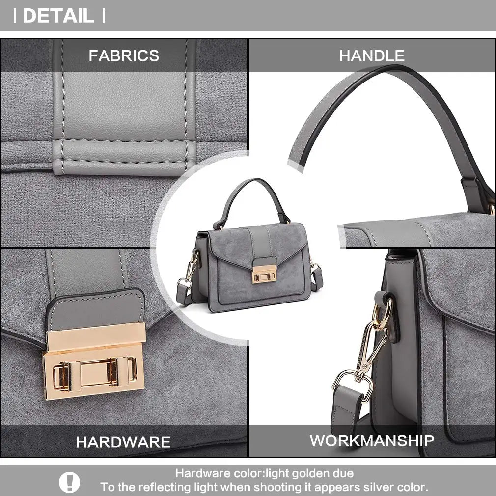Miss Lulu Crossbody Bag for Women, Small Women's Top-Handle Bags, Suede Handbags for Shopping Traveling