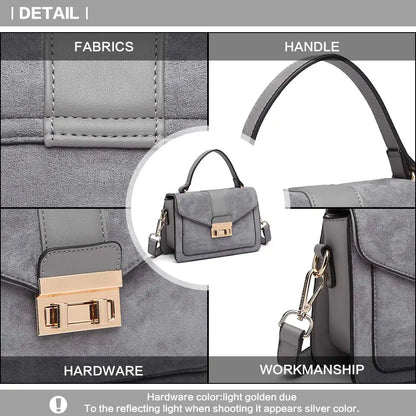 Miss Lulu Crossbody Bag for Women, Small Women's Top-Handle Bags, Suede Handbags for Shopping Traveling
