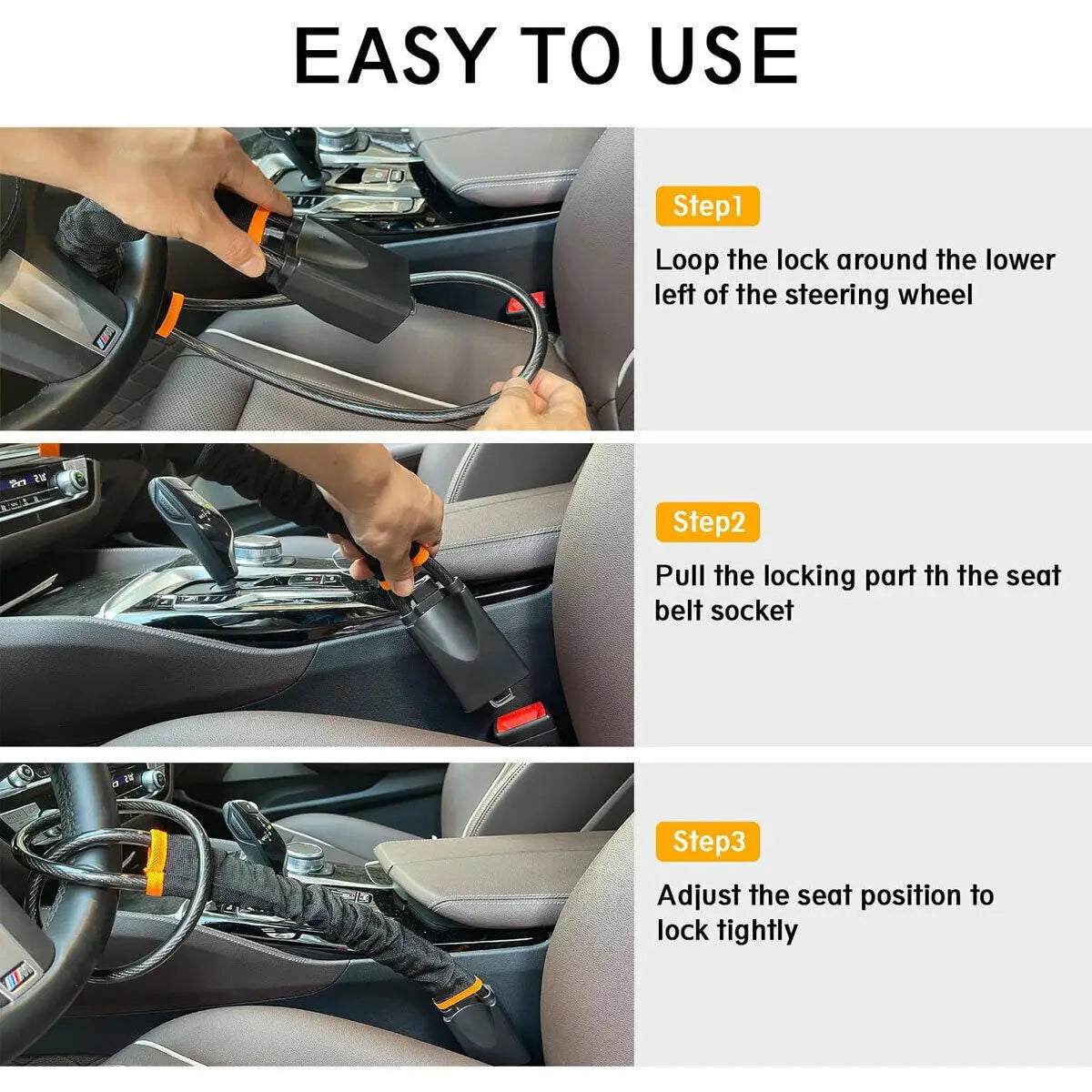 Universal Van Car Heavy Duty Anti Theft Steering Wheel Lock Security Safe + Keys