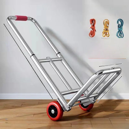 Foldable Stainl Steel Hand-Pulled op Cart for Lage Transport Double Trailer Small Goods Trolley Pu Cart Water