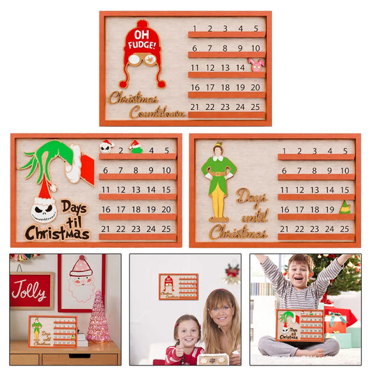 Christmas Calendar Unique Countdown To Christmas Sign Farmhouse Tabletop Number Date Rustic Home Decor Cartoon Patterns Table