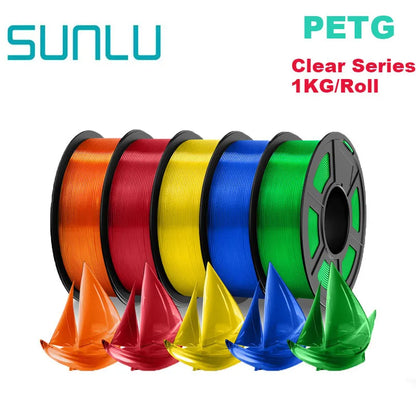 SUNLU 5Roll PETG/PETG Clear Filament 1.75 ±0.02mm 1kg Spool (2.2lbs) High Toughness Neatly Wound Filament Fit Most FDM Printer