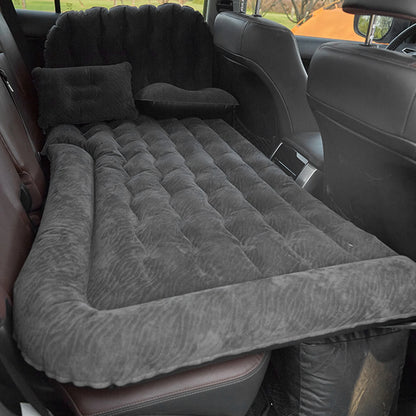 Car Travel Bed 2‑In‑1 Multifunction Inflatable Travel Mattress PVC Flocking Soft Sleeping Rest Cushion for Car SUV