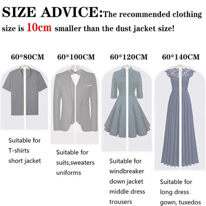 Clothes Hanging Transparent Dust Proof Cover Waterproof Hang Dust Cover with Zipper Clothes Storage Bag Clothes Organizers
