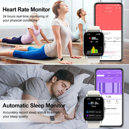 Jxrev Smart Watch, 1.85" Sports Watch for IP68 Waterproof, 110+ Sport Modes, Fitness Activity Tracker, Ultra Thin Watch.