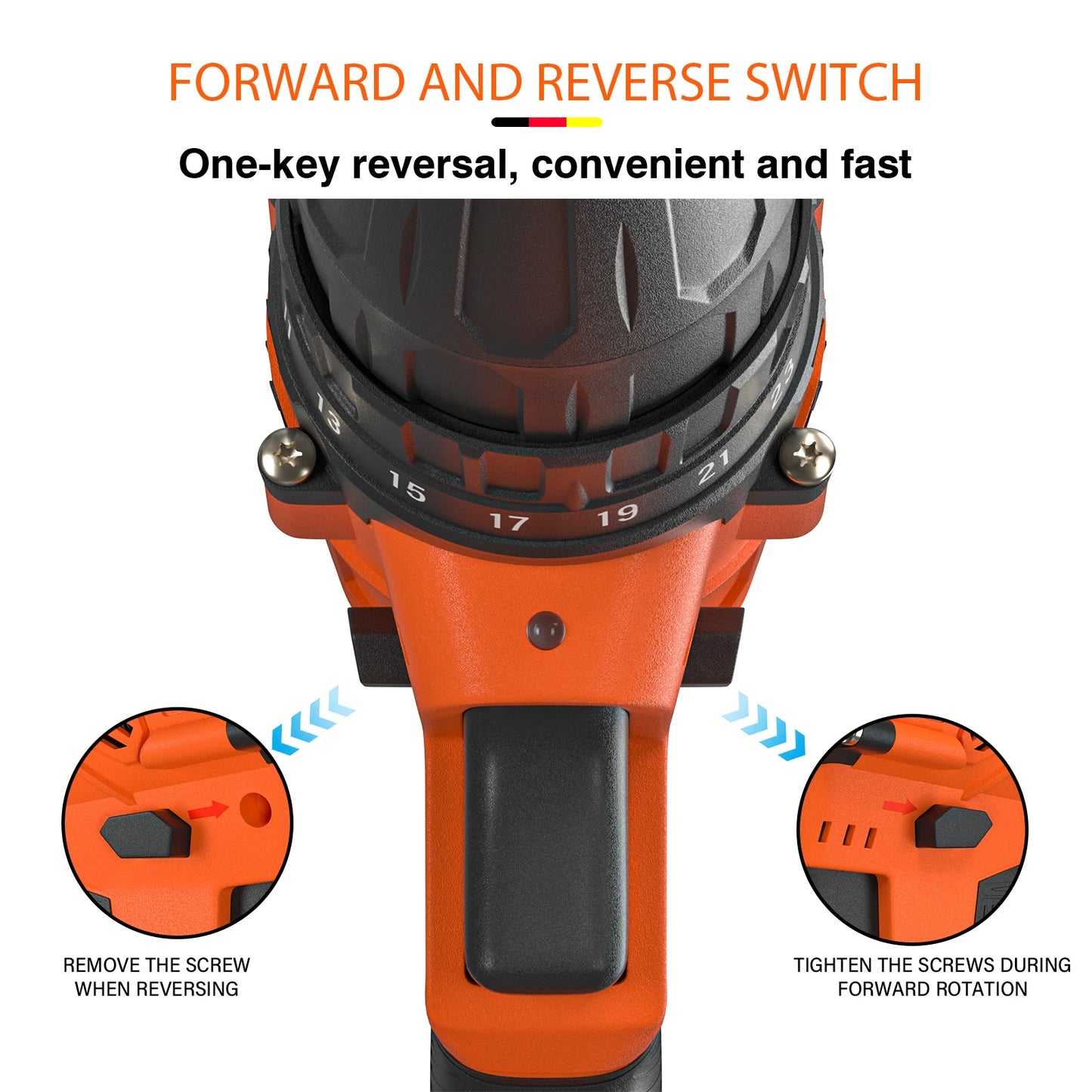 45Nm Cordless Drill Screwdriver with 21V 1.5Ah Battery and Charger, 25+1 Torque, 2700RPM 2 Speed, 29 PCS Accessories, Carry Case