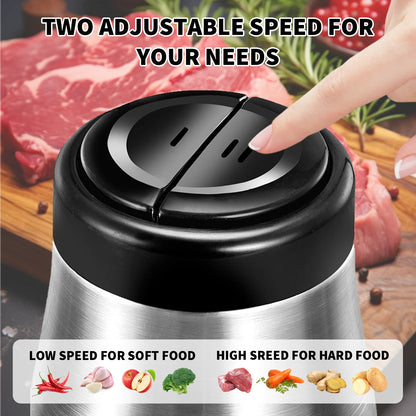 2L Electric Meat Grinder Food Crusher 2 Speeds Stainless Steel Multifunctional Vegetable Slicer Chopper Food Processor UK Plug