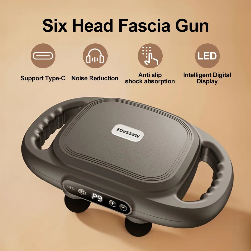 6-head Fascia LCD display Gun Vibration Body Muscle Relaxer Massage Gun Back Waist Massager Neck Shoulder Thigh masajeador