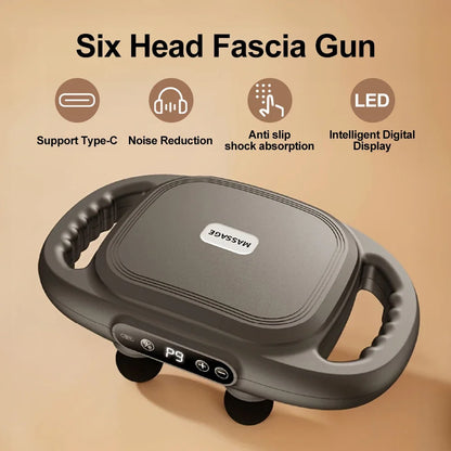 6-head Fascia LCD display Gun Vibration Body Muscle Relaxer Massage Gun Back Waist Massager Neck Shoulder Thigh masajeador