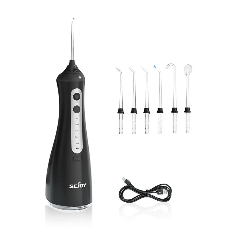 SEJOY Portable Oral Irrigator Water Flosser Dental Teeth Whitening 230ML Tank 5 Modes 8 Jet Tips Washing Machine