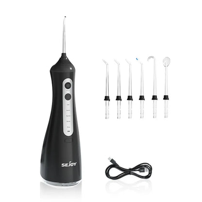SEJOY Portable Oral Irrigator Water Flosser Dental Teeth Whitening 230ML Tank 5 Modes 8 Jet Tips Washing Machine