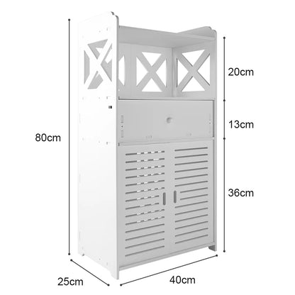 Bathroom Storage Cabinet 3 Tier Cabinet Organizer with Door Bathroom Furniture Free-standing Bathroom Storage Unit