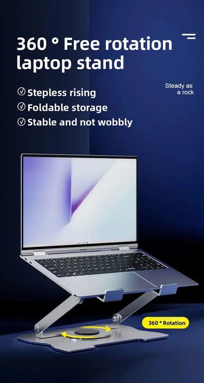 No-Install Notebook Tablet Stand Foldable Alloy Heat Sink Rotatable Display Elevation Frame Lightweight Portable Computer Holder