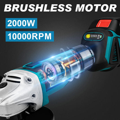 Gisam 125mm M14 Brushless Angle Grinder Cutting Machine Cordless Electric Angle Grinder Power Tools for Makita 18V Battery Pins