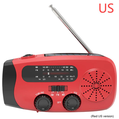 Multifunctional Solar Hand Crank Radio FM AM WB Weather Radio 2000mAh USB Charging Emergency LED Flashlight Power Bank ﻿