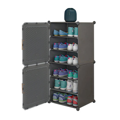 Multi-Tier Adjustable Shoe Storage Cabinet with Doors