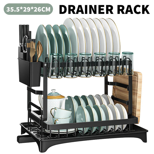 Dish Drying Rack 2 Tier Tableware Drainer Kitchen Dish Bowl Drainer Storage Rack Organizer Kitchen Accessories