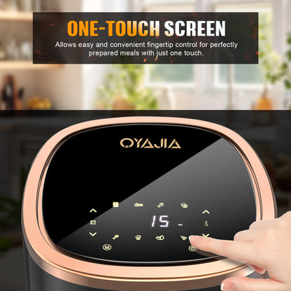 OYAJIA 6L Air Fryer with Smart Touch Display 60 Minutes Timer & 80°C-200°C Adjustable Temperature& 8 Preset Cooking Modes