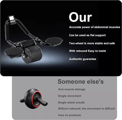 Elbow Support Abdominal Wheel Automatic Rebound Anti-Slip Muscle Ab Trainer Abdominal Wheel Core Fitness AB Roller Wheel