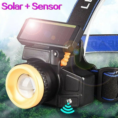 200000LM Solar LED Headlamp Rechargeable Headlight Portable Flashlight 1/2pcs