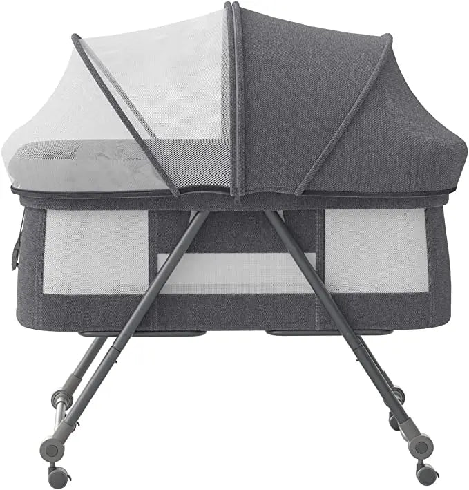 UBRAVOO Baby Grab-and-go Travel Cot  with Mattress & Silent Wheels,  Rocking Crib Convertible, XYT-001