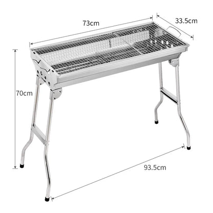 Barbecue Grill, Stainless Steel BBQ, Large Folding Portable BBQ Grill, Charcoal Grill for Outdoor Cooking Camping Hiking Picnics