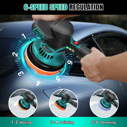 12V Cordless Car Buffer Polisher,6 Variable Speed Car Polishing Kit, For Car Detailing/Polishing/Waxing/Scratch Removing