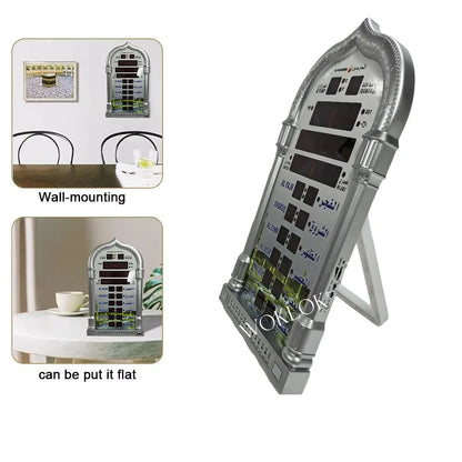 12V Azan Mosque Calendar Muslim Prayer Wall Clock Alarm Islamic Mosque Azan Calendar Ramadan Home Decor with Remote Control