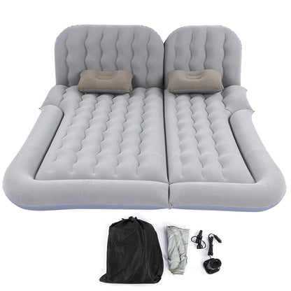 Car Travel Bed 2‑In‑1 Multifunction Inflatable Travel Mattress PVC Flocking Soft Sleeping Rest Cushion for Car SUV