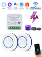Tuya WiFi Smart Switch 16A 20A 100-240V Relay Controller RF433Mhz Wireless Remote Control Mini Round Panel Switch For Led Light