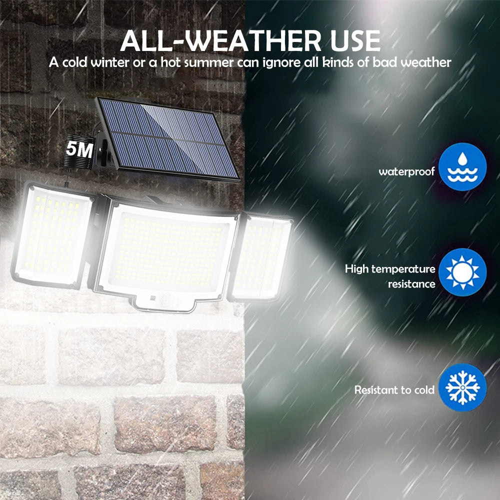 Solar Lights Outdoor 366/400/318 LED Motion Sensor Security Lights IP65 Waterproof Solar Powered Flood Lights for Garden Yard