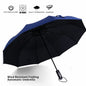 Large 10 Ribs Umbrella Strong Automatic Open & Close Folding Rain Windproof Rainproof and Durable Canopy Design Versatile Travel