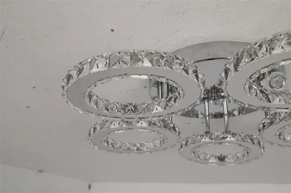 Modern Crystal Chandelier Ceiling Lamp Chrome Flush Mounted Pendant Light Luminari Dining Living Room Plafon Led Hanging Lampara