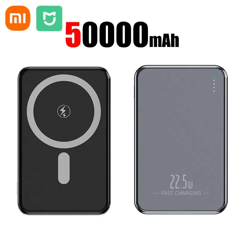 XIAOMI Ultra Slim Power Bank Mac Fast Charge Auxiliary Battery 50000mAh Magnetic Magnet Wireless Charging For IPhone Samsung New
