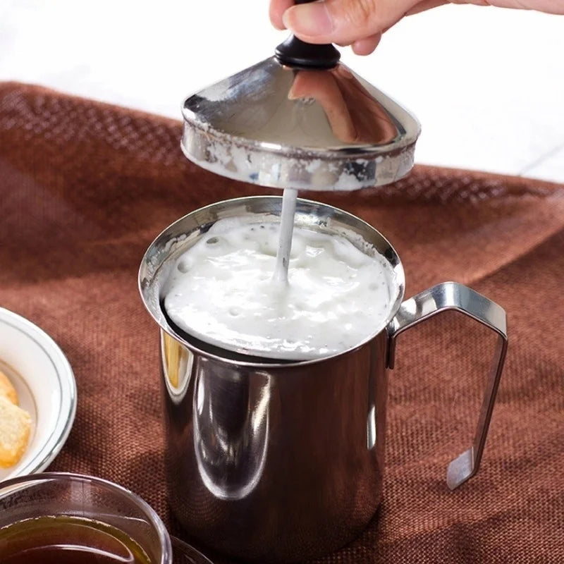 Milk Bubble Machine Stainless Steel Manual Milk Beater Latte Milkshake Coffee Machine Milk Foam Hand-held Milk Jug Gift Set