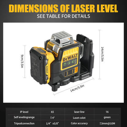 Dewalt DW089LG Self Levelling Multi Line 3 x 360 Degrees Green Beam Laser 12V MAX* with Battery 2.0Ah Li-Ion and Charger