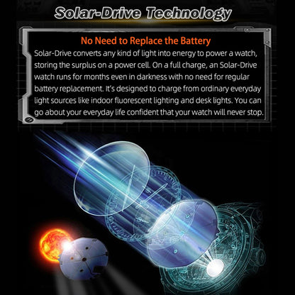 Men's Solar Powered Digital Watch 50M Waterproof Outdoor Sports Watch Luminous Watch