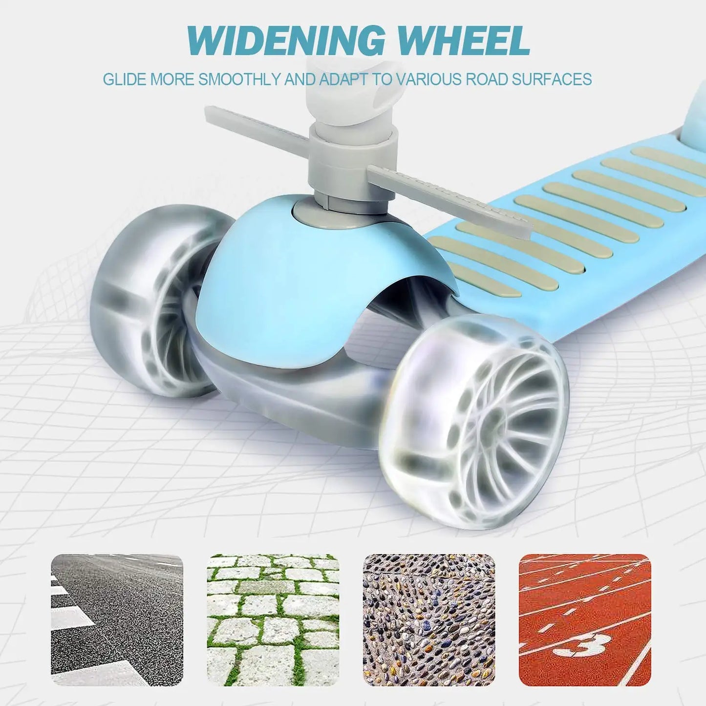 5-in-1 Kids Scooter, 3 Wheels Toddler Kick Scooter with LED Flashing Light UP Wheels, Removable Seat&Adjustable Handlebar