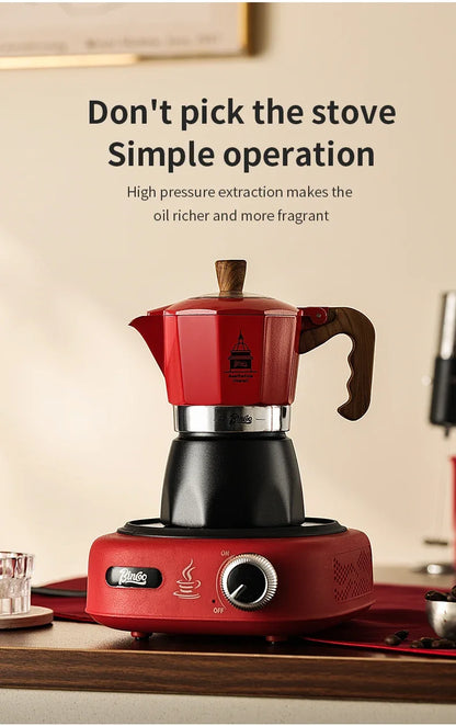 Bincoo Double Valve Coffee Moka Pot Espresso Machine Electric Stove Brewed Coffee Italian Home Outdoor Barista Accessories 220V
