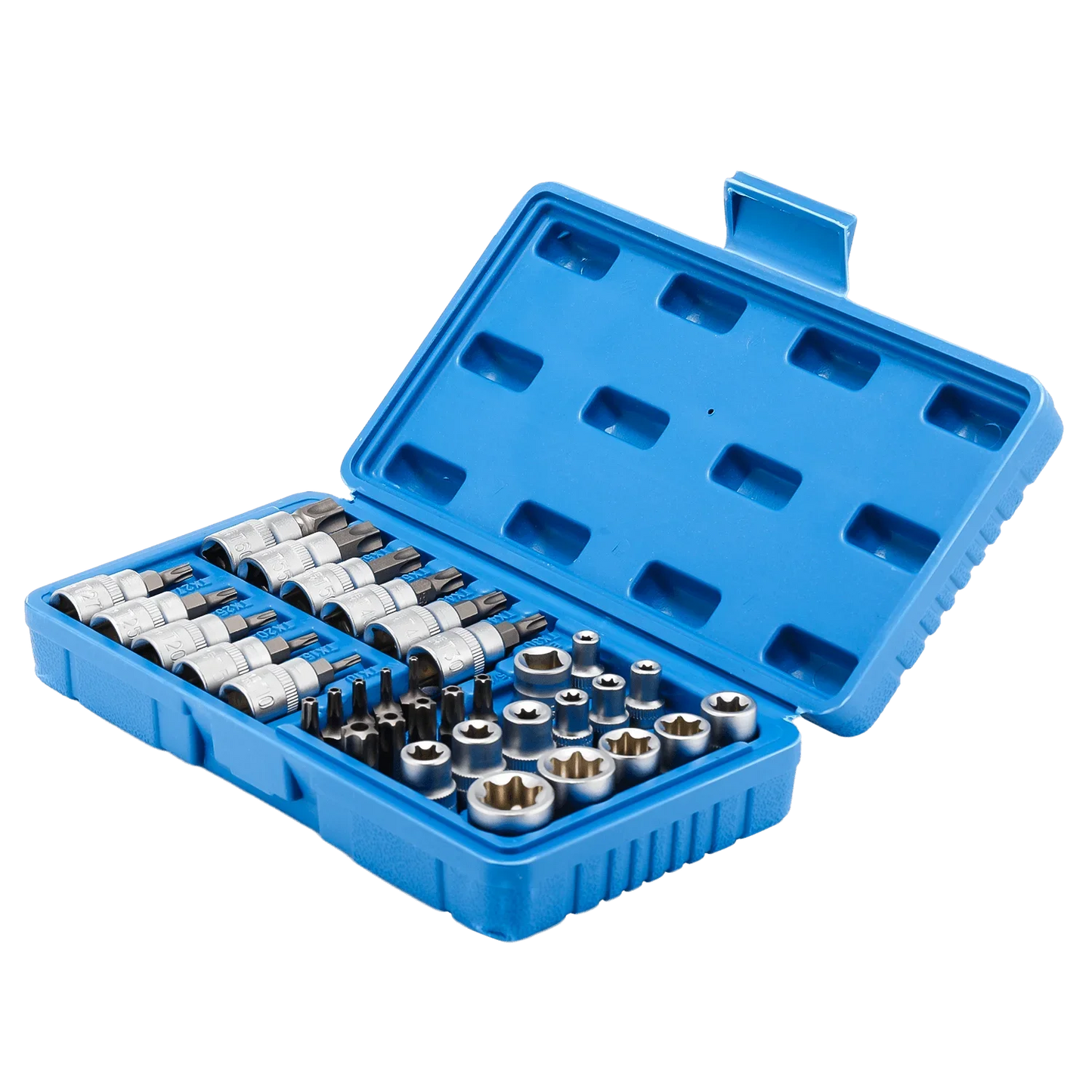34pcs Torx Star Socket & Bit Set Male Female E & T Sockets with Torx Bits + Case
