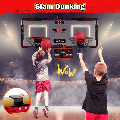 VATOS Basketball Hoop x2 Indoor Outdoor Electric Mini Basketball Scoreboard 4x Balls Toy Gift for Kids Boys Girls Sports Game