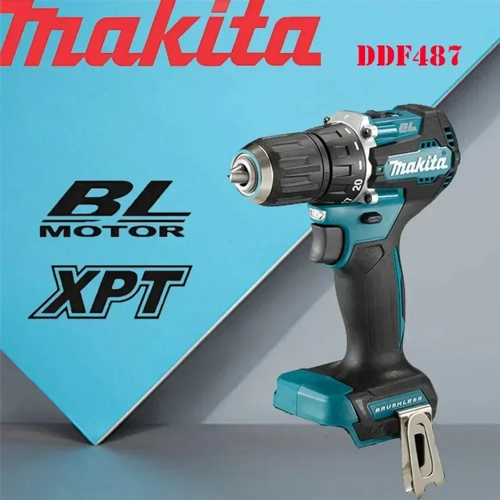 Makita 100%Original DDF487 Cordless Driver Drill 18V Brushless Electric Impact Screwdriver Rechargeable Power Tool