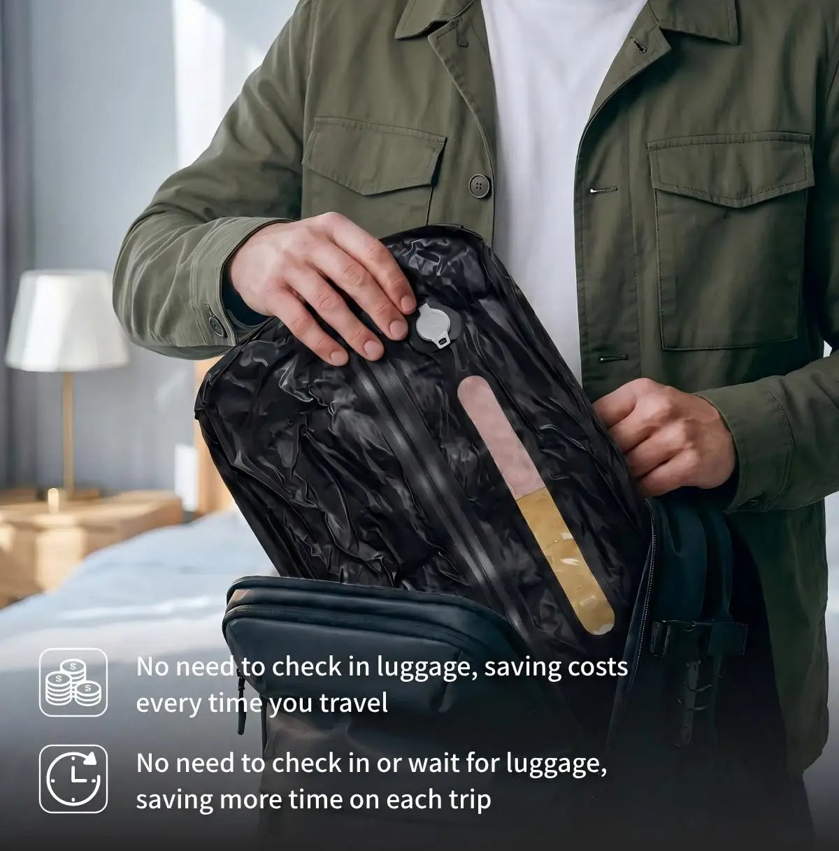 Vacuum Bag with window pump （Double click to start）Travel Luggage Reusable Space Saver Waterproof Compression Bags for Suitcase